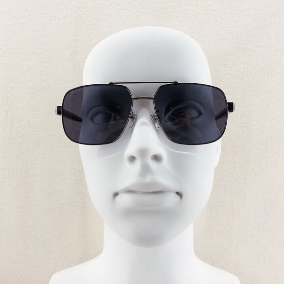 Gucci GG0529 Squared Aviator Sunglasses Silver Gray OS - Picture 10 of 16